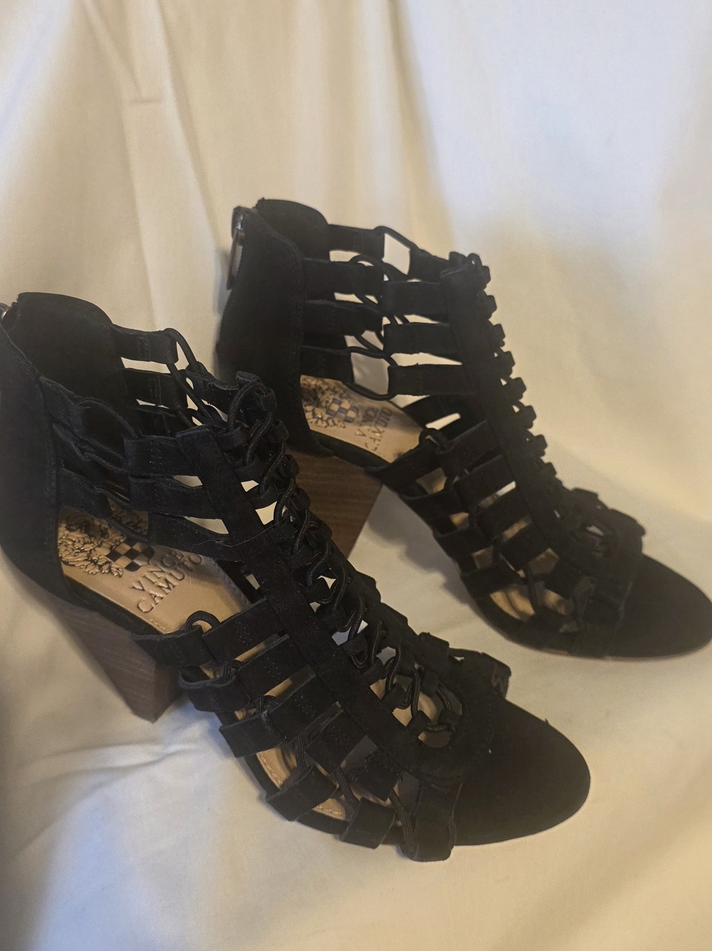 Vince Camuto Black Strappy Gladiator Block Heel Sandals - Women